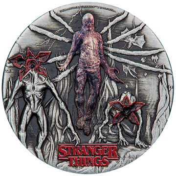 Stranger Things - Villains coloreada 2 oz Plata 2026 Antiqued Coin