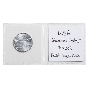 Sobre de plástico para 2 monedas de hasta 42 mm de tamaño