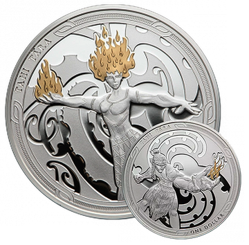 Maui y la diosa del fuego: lote de 2 monedas de 2 x 1 oz Plata 2019
