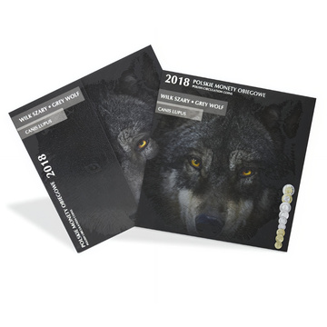 Monedas polacas de circulación “Lobo” – set de monedas  1  gr 1 gr– 5  zł 5 zł,  2018 2018