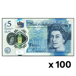 Banknot 5 Funtów Brytyjskich - Królowa Elżbieta II (5 pound / 5 GBP) 100 sztuk Obiegowy