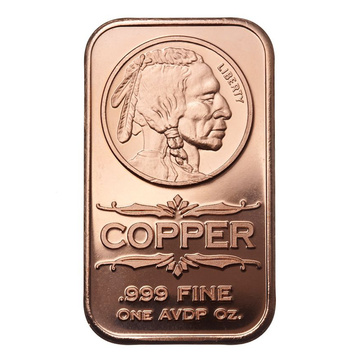 Lingote de cobre Indian Head 1 onza