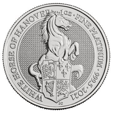 Bestias de la Reina: Caballo Blanco de Hannover 1 oz Platino 2021