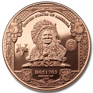 Billete de $5 1 onza de cobre