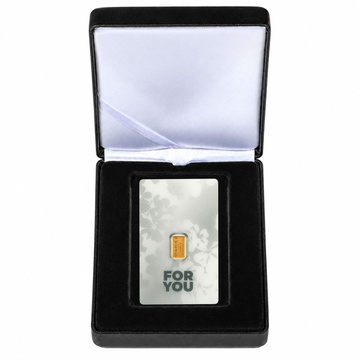 Lingote de oro de 1 g C.Hafner For You (embalaje blanco) en estuche – set de regalo