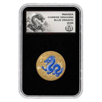 Moneda de Oro Ruanda Blue Dragon coloreada 1/12 oz oro 2026 Porcelain Reverse Proof