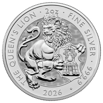 The Royal Tudor Beasts: Queen's Lion 2 oz Plata 2026