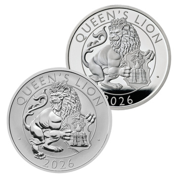 The Royal Tudor Beasts: León de la Reina 2 x 1 oz Plata 2026 Proof/Matte Proof