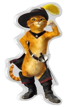 Niue: Gato con botas de color 1 oz Plata 2021