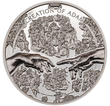 Islas Cook: Rayos X - Creación de Adán coloreada 1 oz Plata 2023 Proof Ultra Alto Relieve
