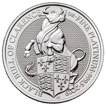 Bestias de la Reina Toro Negro de Clarence 1 oz Platino 2019