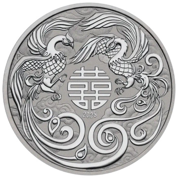 Mitos y Leyendas Chinos: Fénix Doble 1 Onza de Plata 2025