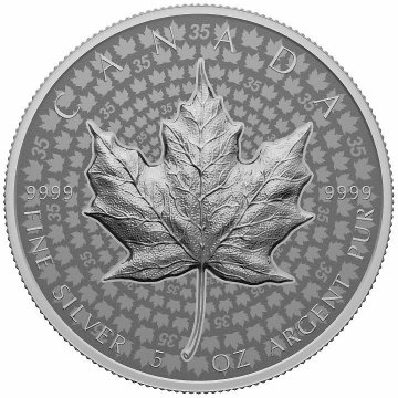 Kanadyjski Liść Klonowy 5 uncji Srebra 2023 Proof Ultra High Relief