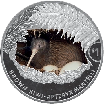 Kiwi de color 1 oz Plata 2021 Prueba