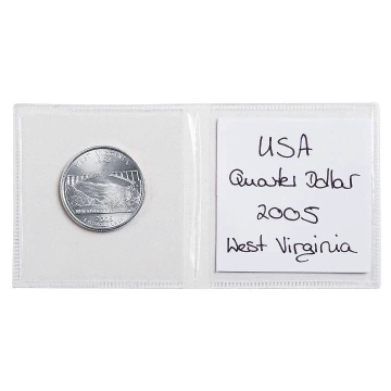 Sobre de plástico para 2 monedas de hasta 42 mm de tamaño