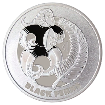 Black Ferns coloreado 1 oz Plata 2022 Proof