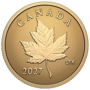 Moneda de oro Iconic Maple Leaf 0,5 g de oro 2027 Reverse Proof