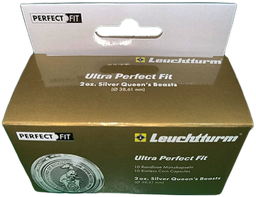Leuchtturm - Tapa de plástico The Queen's Beasts / The Royal Tudor Beasts 2 oz Silver Ultra Perfect Fit (10 piezas)