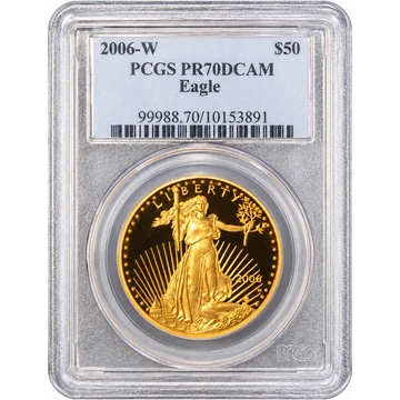 Moneda de oro American Eagle 1 onza de oro 2006-W PCGS PR70DCAM Proof
