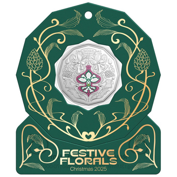 Christmas Decoration - Festive Floral Coloreado 50c Cobre-Níquel 2025