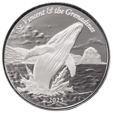 Moneda de plata San Vicente y las Granadinas: Ballena jorobada 1 onza de plata 2025