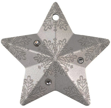 Islas Cook: Adorno Navideño - Estrella Copo de Nieve 1 oz Plata 2023 Seda Ultra Alto Relieve