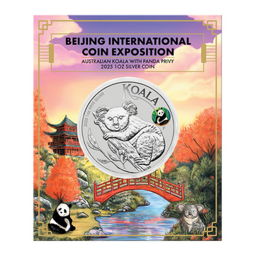 Koala 1 uncja Srebra 2025 Panda Privy Mark (Beijing International Coin Exposition)