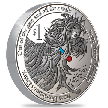 Nouvelle-Zélande : Hairy Maclary de la laiterie Donaldson 1 once de cuivre-nickel colorée 2023