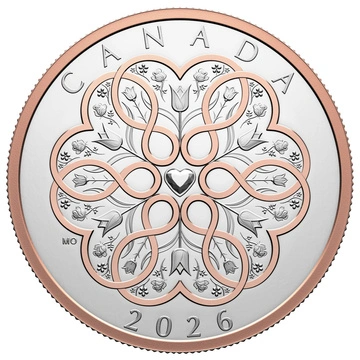 Canada: Célébrez l'Amour $20 plaqué or Argent 2026 Proof