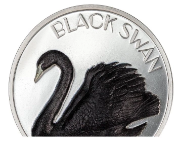 Îles Cook : Black Swan 2 onces d'argent 2023 Black Proof Ultra High Relief