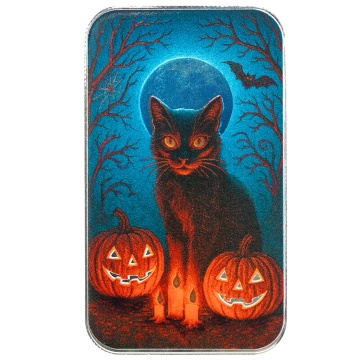 Monnaie de Scottsdale - Chat noir et citrouilles colorée 1 oz Argent 2025
