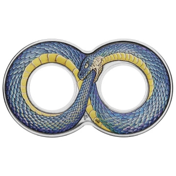 Ouroboros coloré 2 onces d'argent 2022 Antiqued Coin