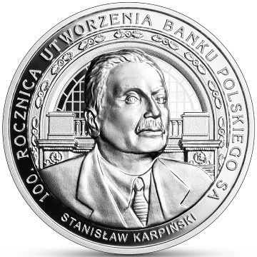 100e anniversaire de la création de la Banque polonaise SA 10 zł Argent 2024 Proof Haut relief