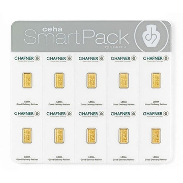10 x 1 gramme Lingot d'or Smart Pack C.Hafner