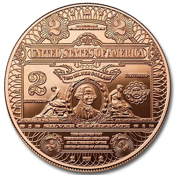 Billet de 2 $ – 1 once de cuivre