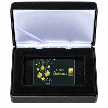 Lingot d’or de 1 g Heimerle Meule Merry Christmas en écrin – coffret cadeau de Noël