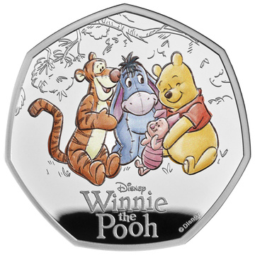 Monnaie en argent 100 ans de Winnie l’Ourson – Amitié colorisée 50p 2026 Proof