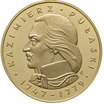 Pièce en or Kazimierz Pułaski 500 zlotys 1976