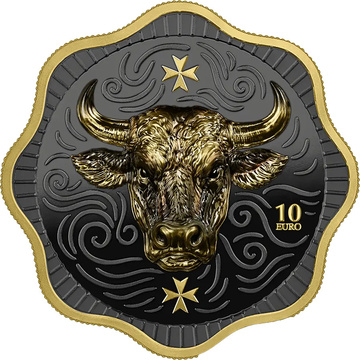 Malte Bœuf maltais 2 oz argent doré 2025 High Relief