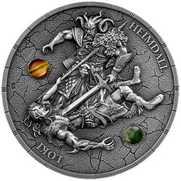 Monnaie en argent Germania Mint : Ragnarök - Loki et Heimdall 2 oz d’argent 2025 Ultra High Relief