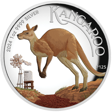 Kangourou australien coloré 1 once d'argent 2024 Proof High Relief