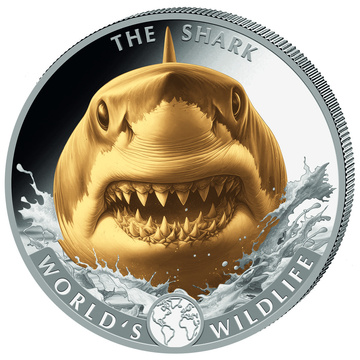 Monnaie en argent Congo : World’s Wildlife – Requin dorée 1 oz d’argent 2026