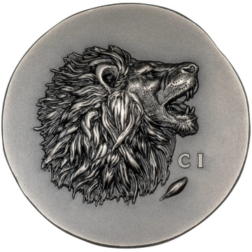 Îles Cook : Lion 1 once d'argent 2025 Antiqued Coin