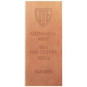 Lingot de cuivre Germania Mint 1000 grammes de cuivre