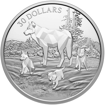 Canada : Famille animale aux multiples facettes - Loups des bois 2 onces d'argent 2024 Proof