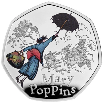 Mary Poppins colorée 50 pence en argent 2025 Proof