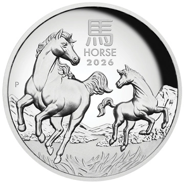 Monnaie de Perth : Lunaire III - Année du Cheval 1 oz Argent 2026 Épreuve en Haut Relief