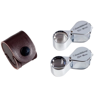 Leuchtturm - Loupe chromée avec grossissement 20x (3 lentilles)