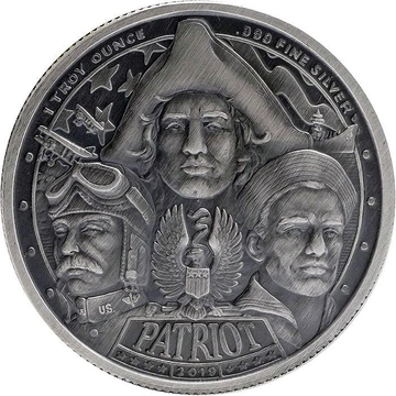 Patriot II : Première Guerre mondiale 1 once d'argent 2019 Antiqued Round Coin