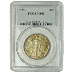 États-Unis : Walking Liberty, Half Dollar Argent 1929-S PCGS MS63
